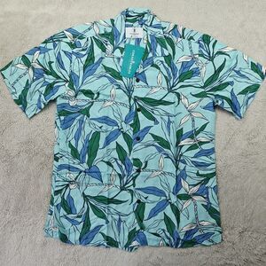 Cora Spearman Hawaiian Shirt Men's M Blue Short Sleeve Floral Tropical
